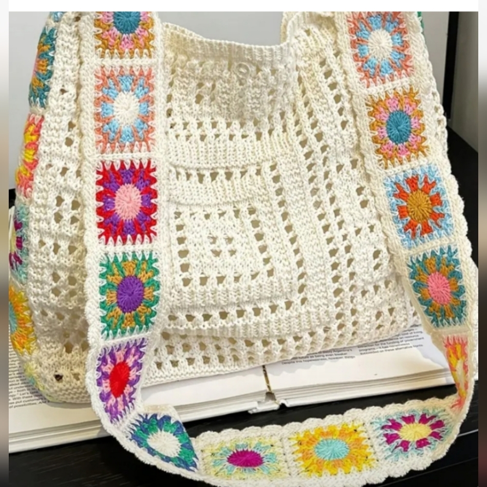 Colorful Crochet Tote Bag